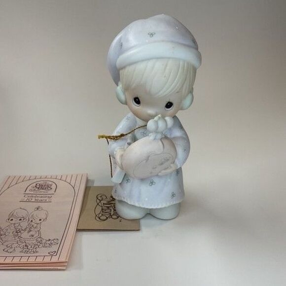 VTG NWB Enesco Precious Moments Figurine Time To Wish You A Merry Christmas - Picture 12 of 14